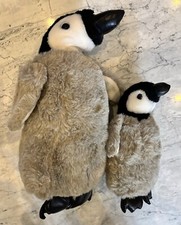 Sea World Penguin Plush Stuffed Animal Pair Vintage 1988 EUC 17"  11  Tall RARE