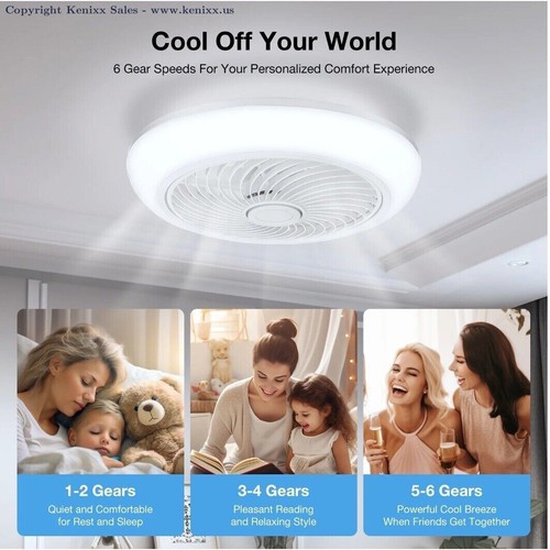 18In Indoor Ceiling Fan with Light, Remote & APP Control, 3 Colors Lighting and - Picture 8 of 10