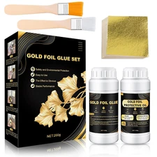 Gold Leaf Gilding Adhesive Set 100 Ml Gold Foil Glue, 100 Ml Varnish Gold Platin