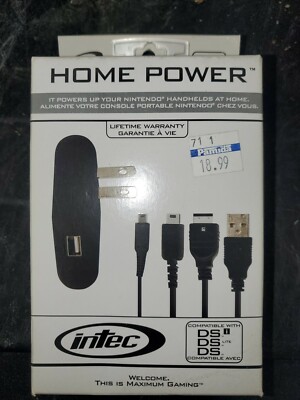 Intec Nintendo DS Home Power Gaming Cables Plug Charge Continuous Play NEW!