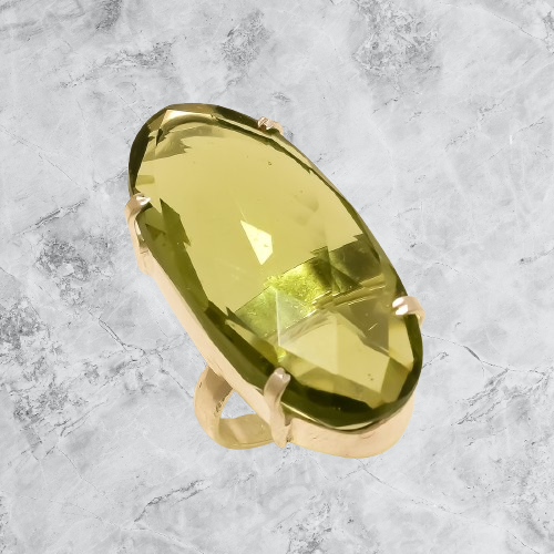 Silver Plated Green Amethyst Ring for Women-image