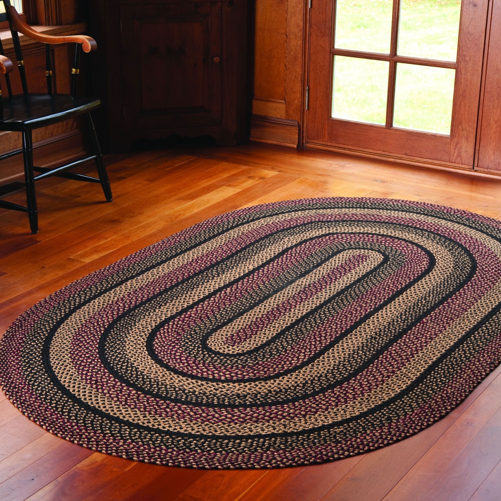 Blackberry Oval Area Carpet Braided Rug 22" x 72" Jute Fiber by IHF