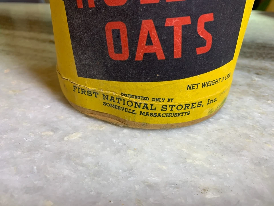 Antique FIRST NATIONAL STORES Somerville MA Store Display White Spray Oats Box - Image 2 of 4