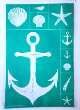 Anchor and Shells Chalk Couture Transfer Stencil Nautical Beach Sea 18" x 12"