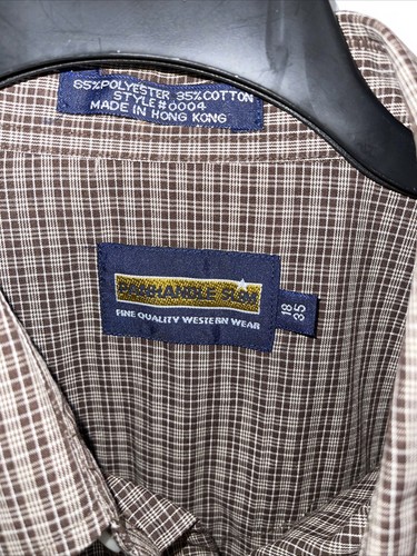 Panhandle Slim Pearl Snap Shirt Mens Sz 18 35 Western Check Long Sleeve - Picture 4 of 5