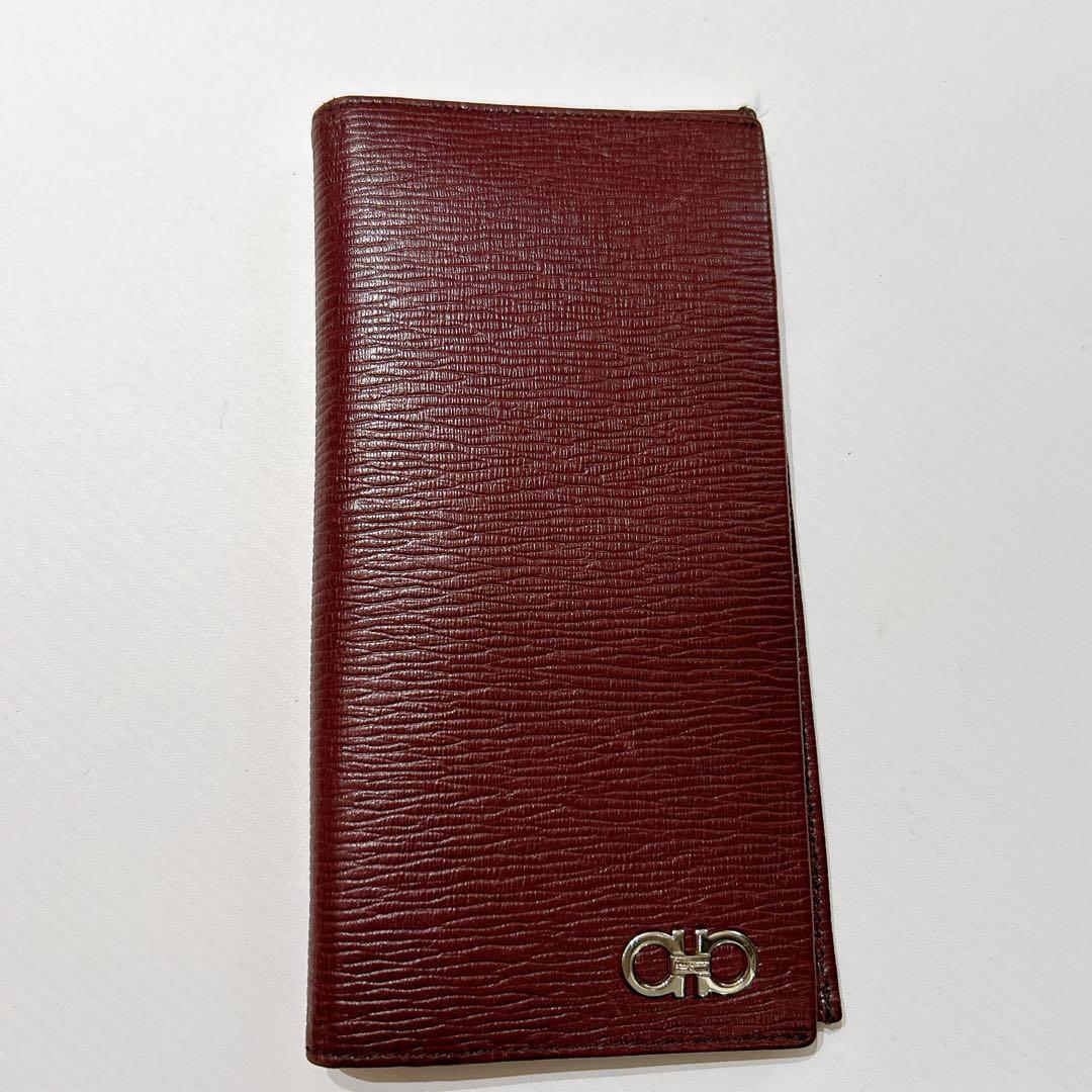Salvatore Ferragamo Dark Brown Long Wallet Gancini Leather