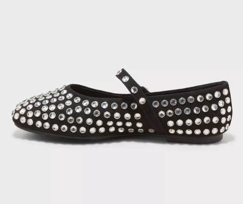 Women's Issa Rhinestone Mary Jane Ballet Flats Black - A New Day - CHOOSE SIZE - Picture 2 of 3