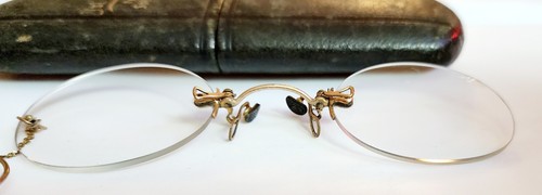 EG11 Antique 1800s Gold Filled Gold Nose Pinch Eyeglasses Solingen Germany - Picture 5 of 6