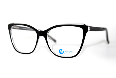 NEW MODERN OPTICAL DAVINA BLACK CRYSTAL AUTHENTIC EYEGLASSES FRAMES 54-16-140MM