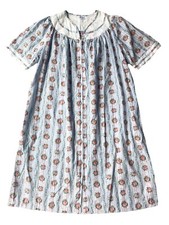 Vintage Nightgown Housecoat L Zipper Lightweight robe Light blue stripe pockets