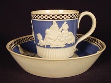 EXTREMELY RARE 1790s CUP and SAUCER MOCHA MOCHAWARE PEARLWARE STAFFORDSHIRE MINT