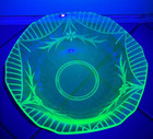 Uranium Green Depression Glass Serving Bowl  10” Art Deco 1930s — photo 4