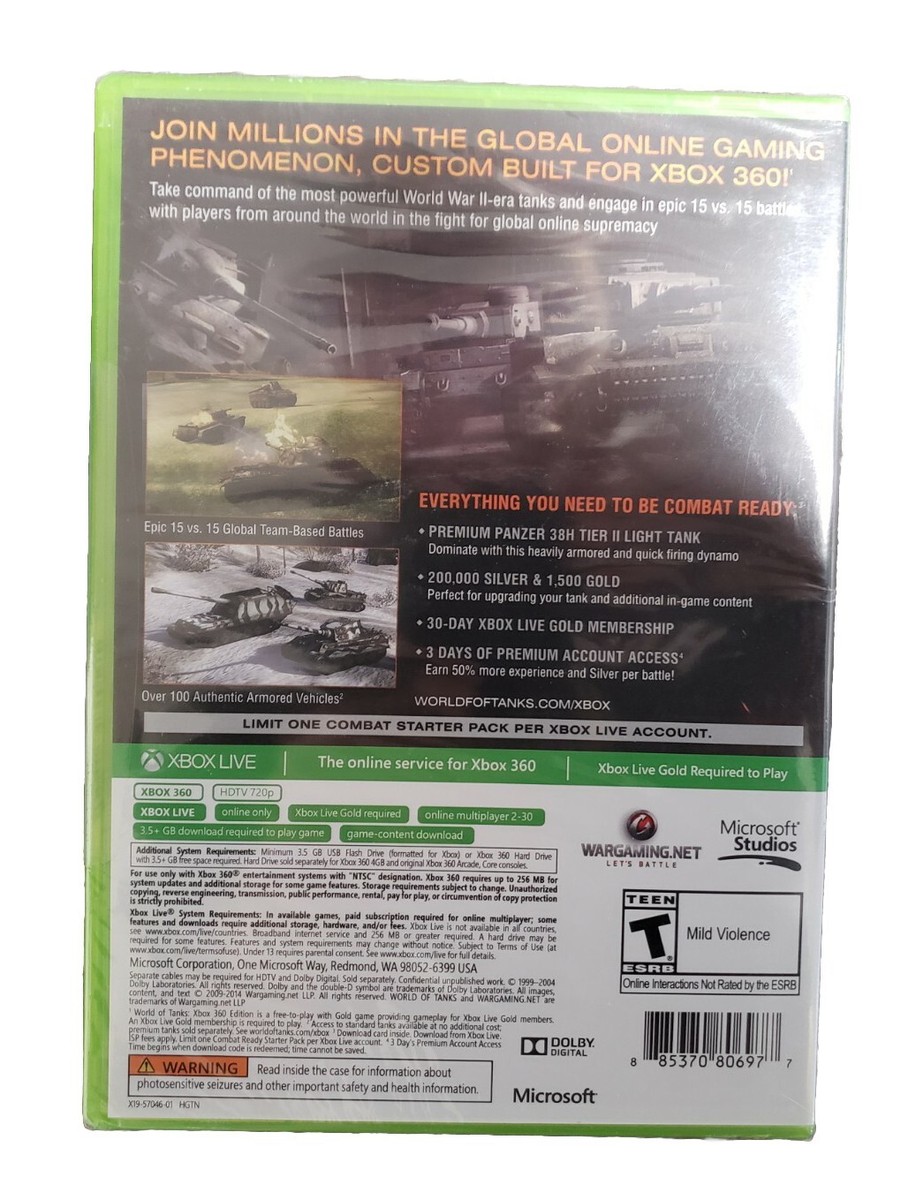 NEW* World of Tanks - Xbox 360 Edition (Microsoft Xbox 360, 2014