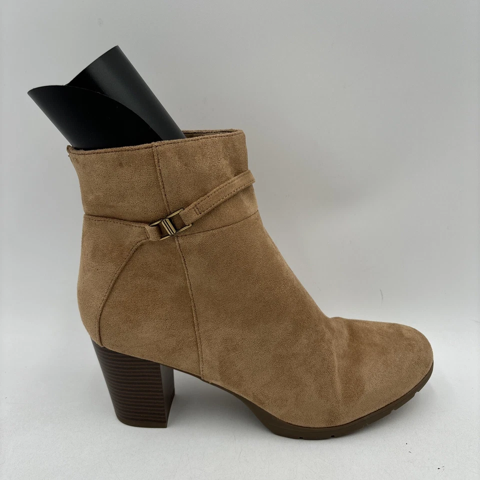 Anne Klein RYE Tab Fabric Round Toe Side Zip Block Heel Booties Size 11M - Image 2 of 4
