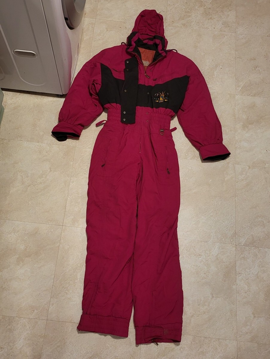 Vintage Bogner Womens One Piece Hooded USA Made Ski Snow Suit Size 