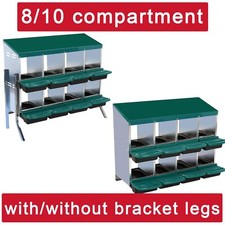 2 Tier 8/10 Compartments Chickens Nesting Box for Laying Eggs With/Without Legs