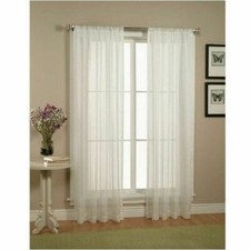 Solid White Sheer Window Curtains Drape Panels Treatment Size 60"" x 84"" 2 Pcs
