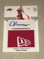 DREW ROMO 2019 Leaf Perfect Game Cap Logo Autograph #2/2 ROCKIES