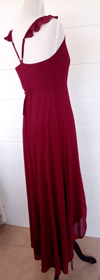 Lulus Maxi Dress XS Burgundy Chiffon Wrap High Low A Line Here's to Us  Romantic | eBay