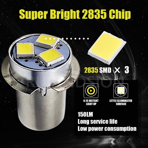 P13.5S PR2 3030 3 LED Flashlight Torch Light Bulb 3V 4.5V 6V 12V 18V 6000K/3000K - Picture 3 of 9