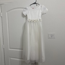 Joy Kid Girls Size 7-8 White Flower Girl/Communion Dress