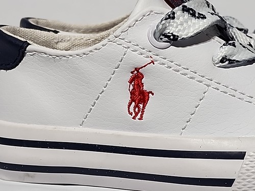 Polo Kids Sneaker SZ 5 Youth Ralph Lauren Low Top Sneaker In White Toddler - Picture 2 of 6