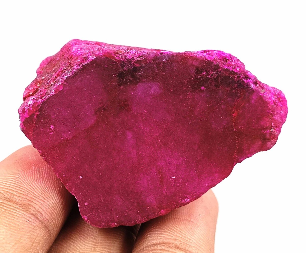 DYED 370 Ct Natural African Red Ruby Rock Uncut Rough Certified
