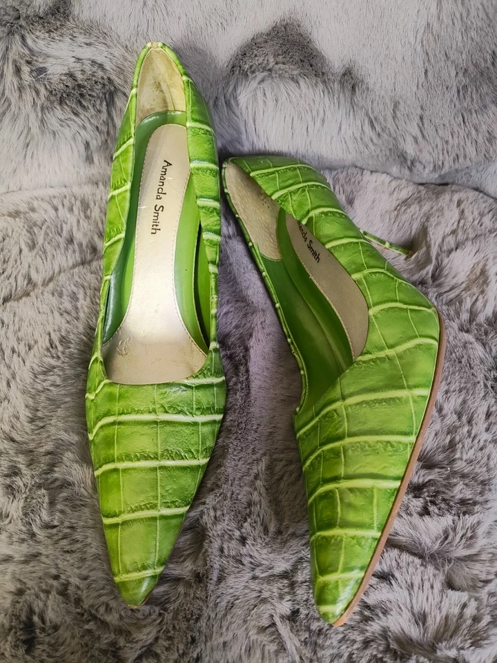 Amanda Smith Tacones Altos Verde Punta Retro V Sin Cordones Retro Vibraciones Zapatos de Bomba Foto 4 de 4