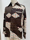 1970’s Vintage Sm/Med Disco Shirt, Brown 100% Poly 4-1/4” wide Butterfly Collar — photo 2