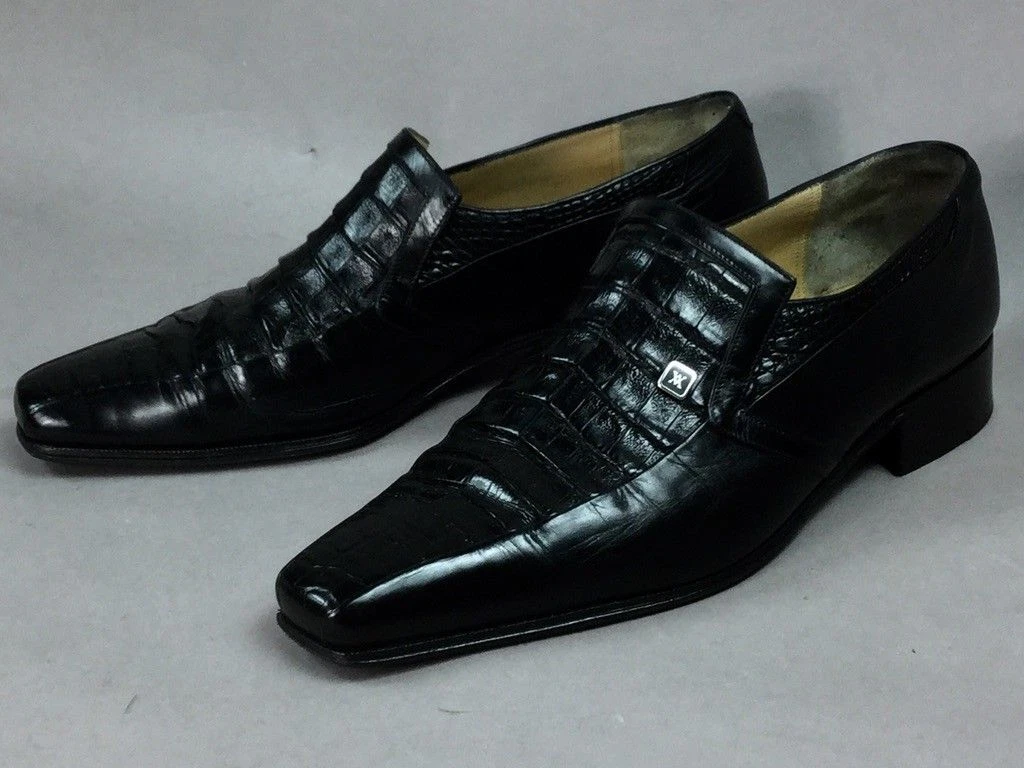 ARTIOLI Black Alligator Crocodile Combo Leather Italy Men s Loafer