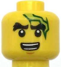 Lego New Yellow Minifigure Head Dual Sided Black Bushy Eyebrows Chin Dimple