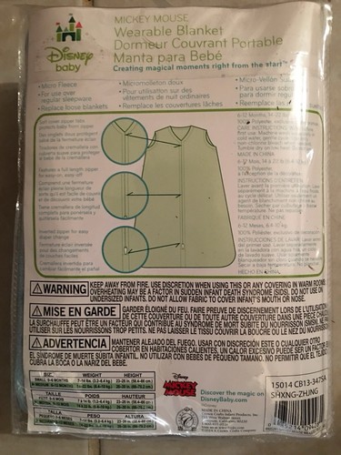 Disney Baby Mickey Mouse Wearable Micro Fleece Blanket Medium New - Picture 2 of 2
