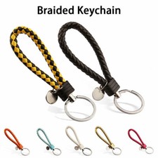 Braided Faux Leather Strap Keyring Keychain Car Key Chain Ring Key Fob 22-Color