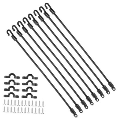  8-Pack Adjustable Fishing Rod Holder Straps with Fixed Ends & Screws, 12-Inch 