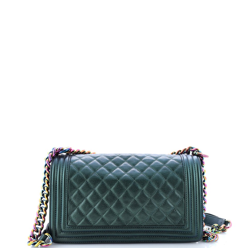 Chanel Boy Flap Bag Quilted Iridescent Goatskin Old Medium eBay