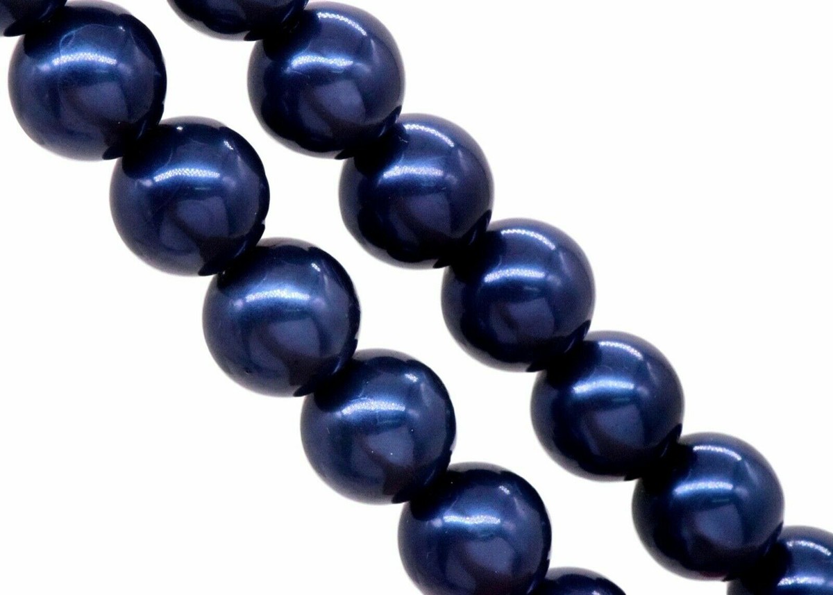 ★87MM★ Mmlg BEAD POCKET HFT BLUE NAVY Navy Blue Beads Round Blue Chrome Navy Beads Crafts Jewelry