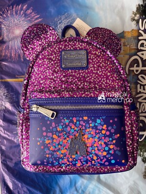 2022 Disney Parks Loungefly Purple Sequin Sparkling Castle  display picture 2