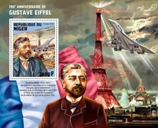 GUSTAVE EIFFEL Tower Archictecture Paris / Concorde 1v-Stamp Sheet (2022 Niger)