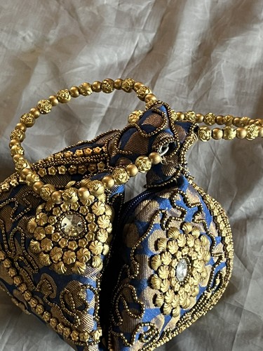 RAR! GORG! Handgefertigte faltbare Clutch/Geldbörse - königsblau mit Goldakzenten, makellos - Bild 12 von 13