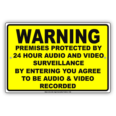 24/7 Audio Video Surveillance Warning Sign - Metal - 3 Size Options - S049 Model - View #3
