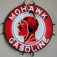 Mohawk Gasoline Gas Oil Fuel 24x24 Neon Sign Light Lamp With Hd Vivid Printing