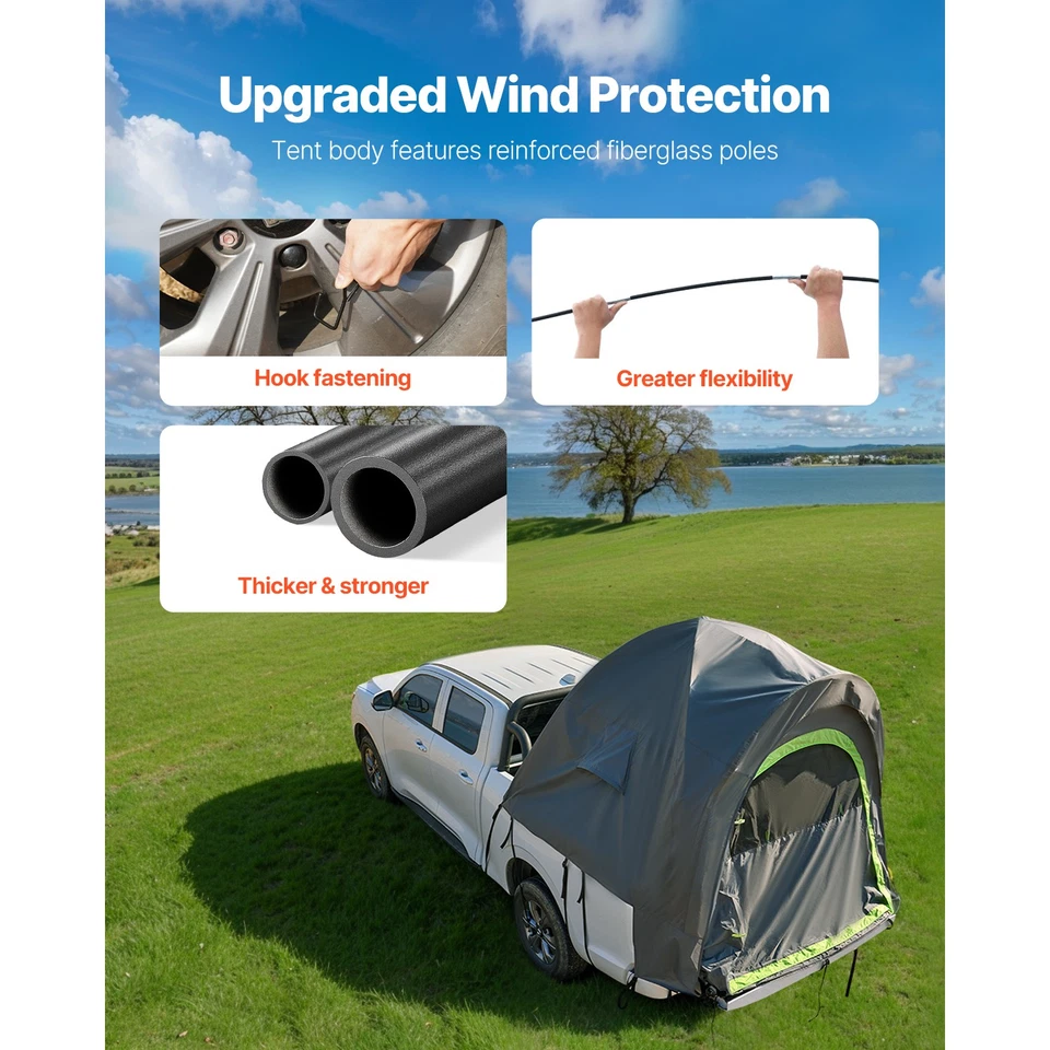 Tienda de campaña con cama para camioneta pickup al aire libre 5,0-5,2/5,5-6,0/6,4-6,7 pies para 2-3 personas Foto 4 de 4