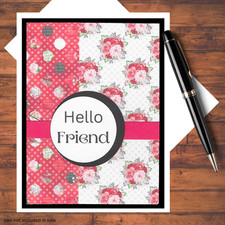 Red Floral Adult Handmade Card Kit: Blank Gre...