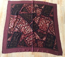 Vintage Echo Brown Leopard Animal Print Silk Scarf Large 35  X 35  