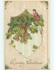 Divided-Back christmas BIRD SITS ON TOP OF THE HOLLY : : make an offer o4310