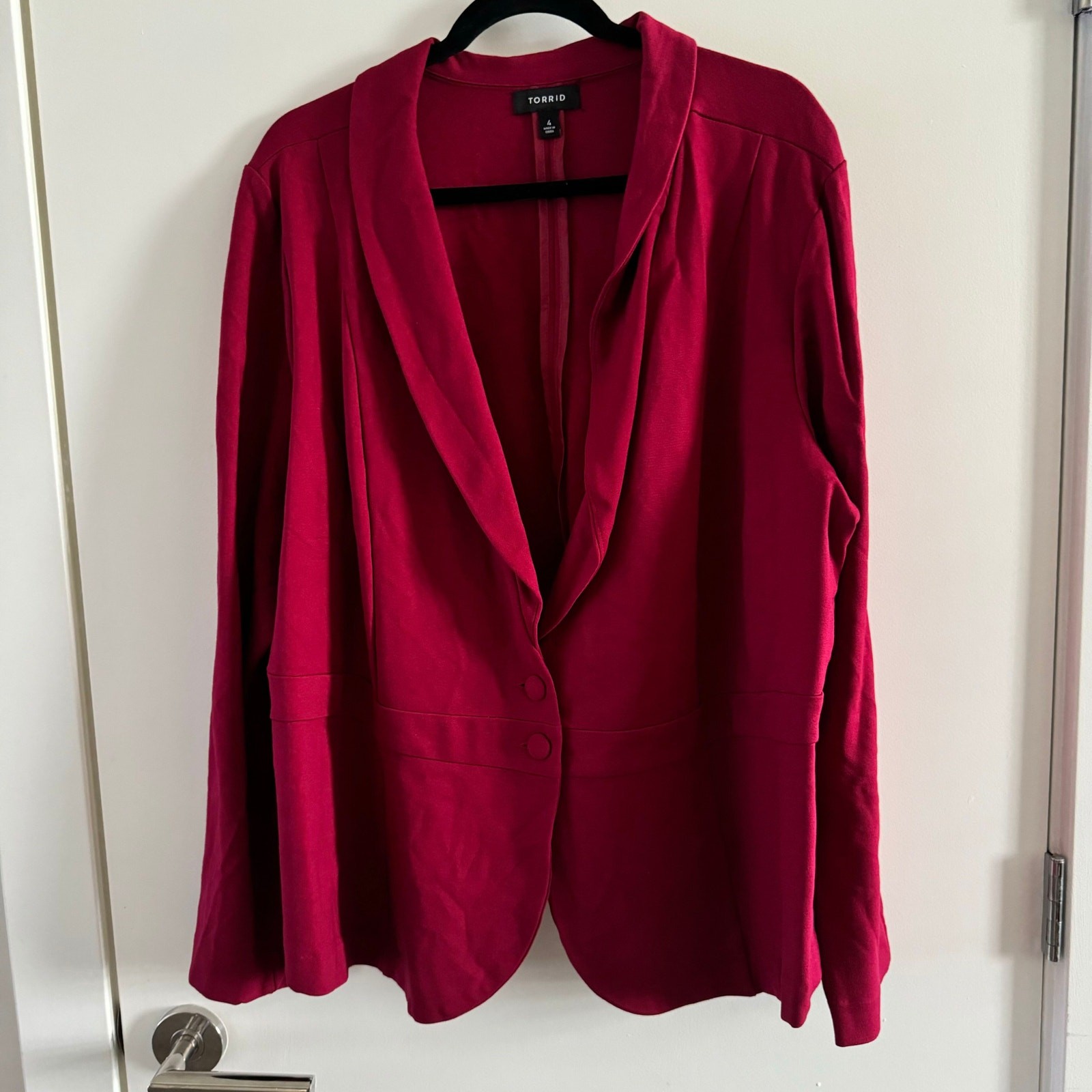 Torrid Blazer Red Collared Rayon Front Buttons Lo… - image 1