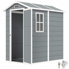 Outsunny 4 x 6ft Plastic Garden Shed with Floor, Window and Lockable Door