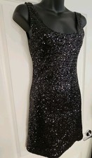Sass Designer Vintage Retro Style Sequin Black Party Cocktail Club Dress Size 8