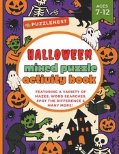 Halloween Mixed Puzzle Activity Book: A Spooky  Fun Collection of Mazes, Word S