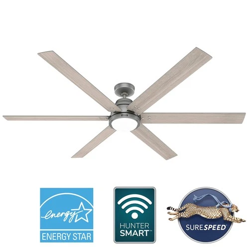 72" Hunter Gravity Matte Silver LED Smart Ceiling Fan - Picture 7 of 7